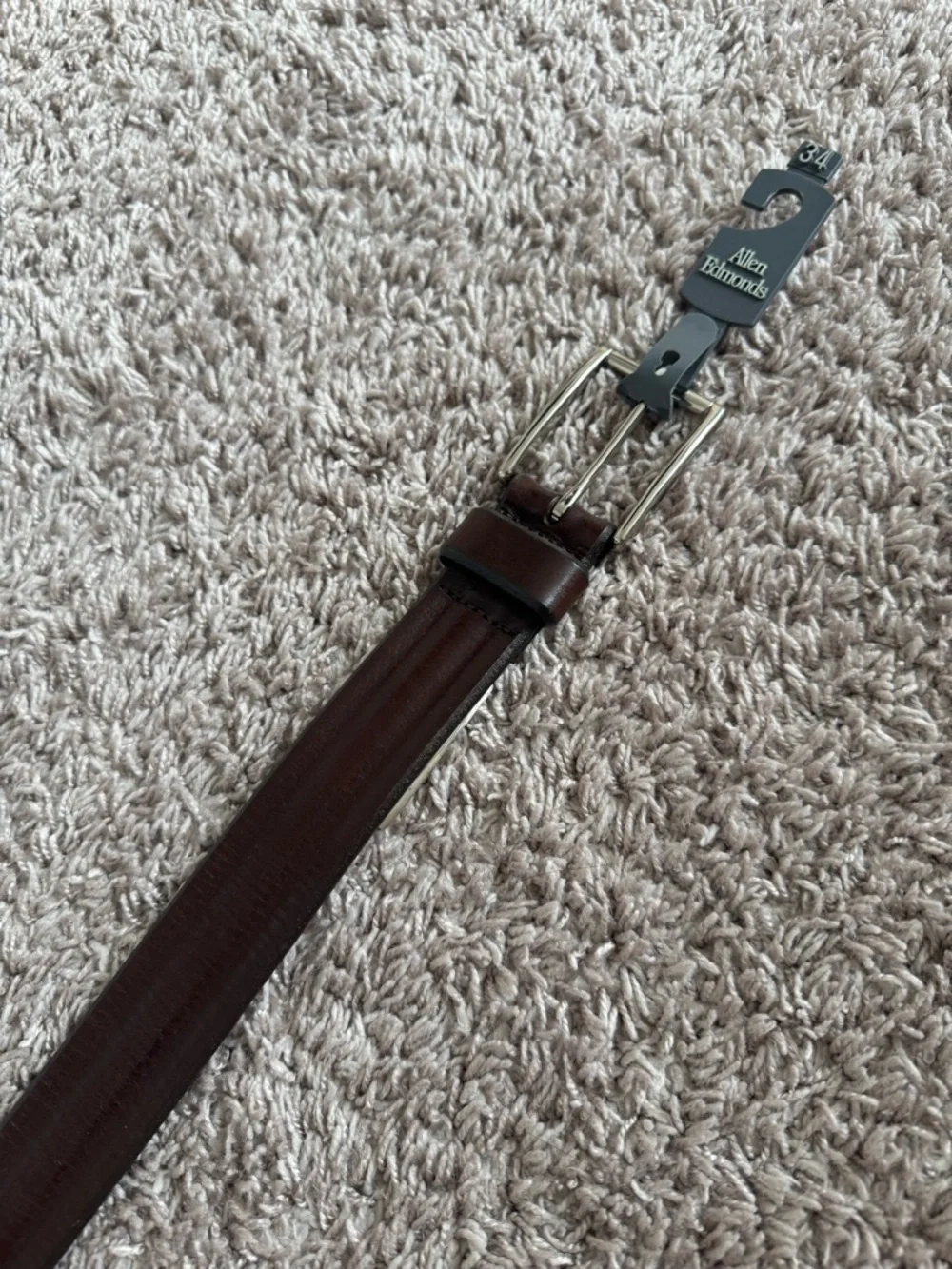 🔥 Allen Edmonds Men’s Bombay Brown Leather Belt Size 34 Dress Belt USA Made